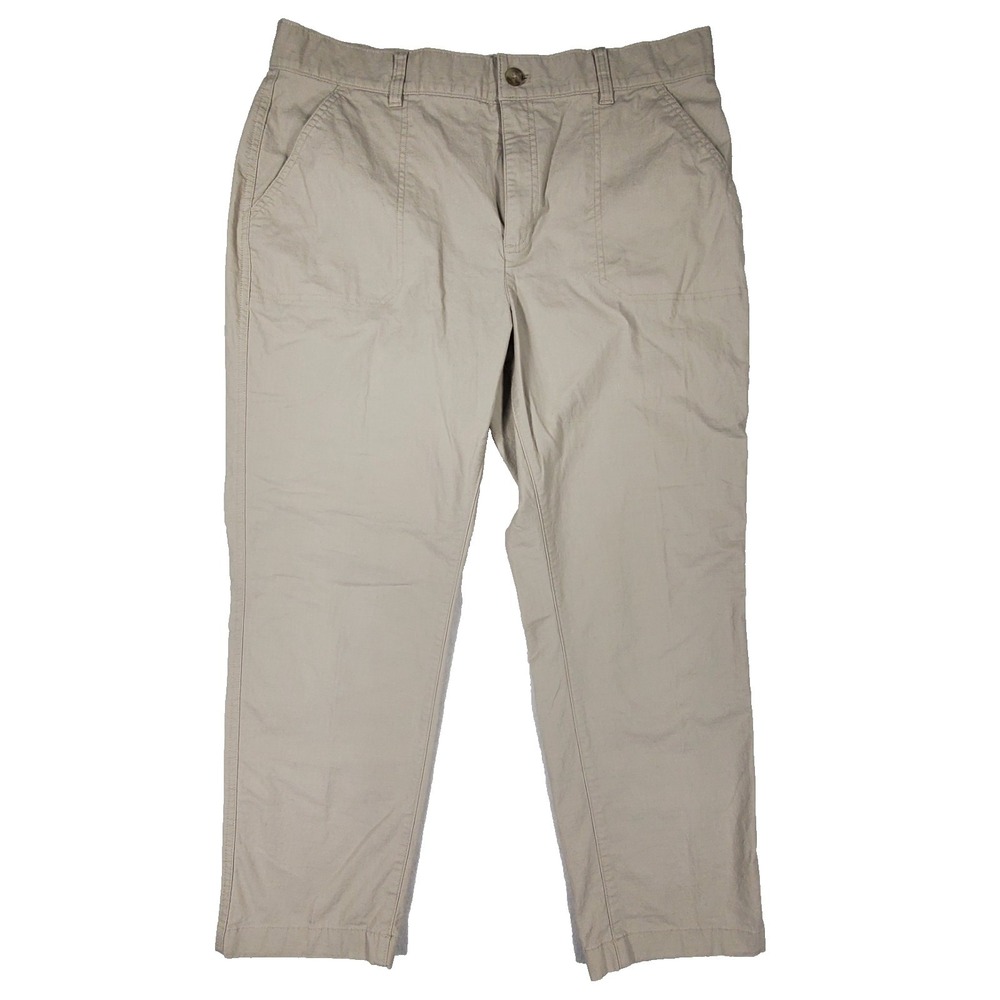 Eddie Bauer Womens Size 14 Khaki Pants Cotton Stretch Casual Straight